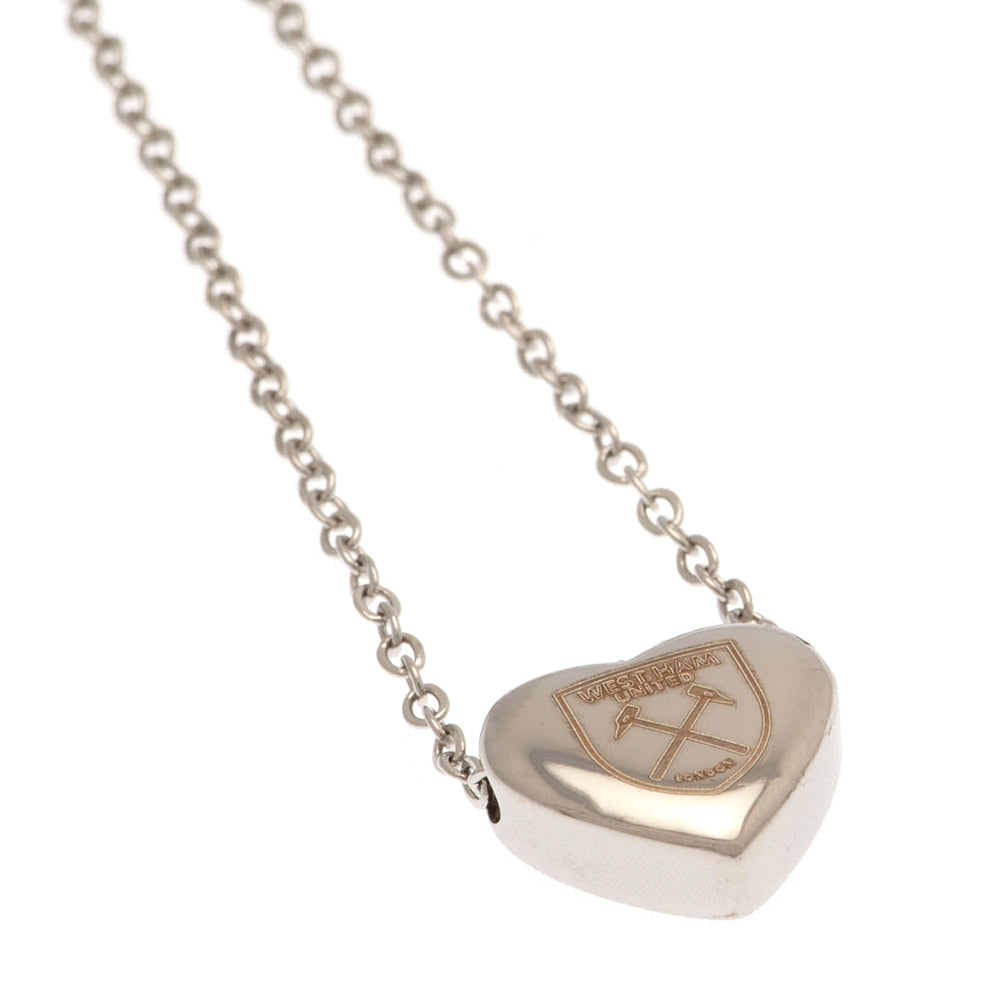 West Ham United FC Stainless Steel Heart Necklace - Buy Stainless Steel at GiftMasters.co.uk