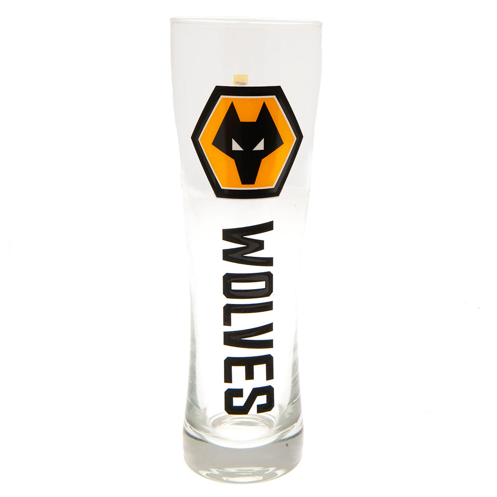 Wolverhampton Wanderers FC Tall Beer Glass - Buy Pint Glasses & Tumblers at GiftMasters.co.uk