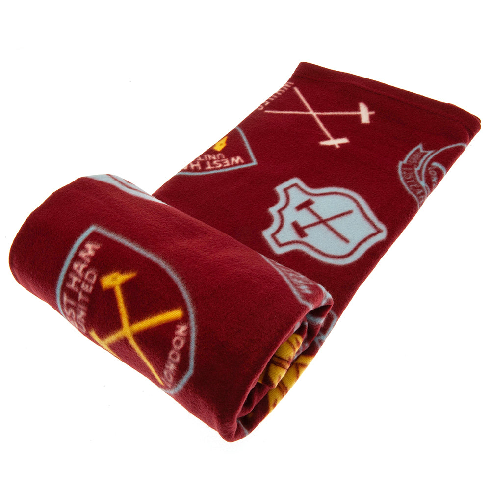 West Ham United FC Historic Crests Fleece Blanket - Buy Blankets at GiftMasters.co.uk