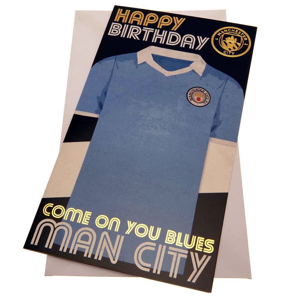 Manchester City FC Retro Shirt Birthday Card - Buy Cards & Gift Wrap at GiftMasters.co.uk
