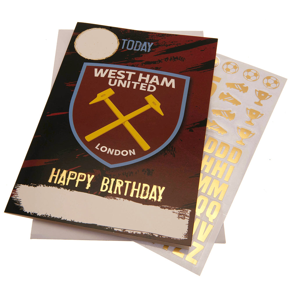 West Ham United FC Birthday Card With Stickers - Buy Cards & Gift Wrap at GiftMasters.co.uk