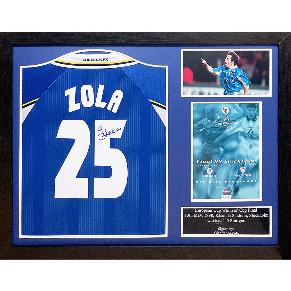 Chelsea FC 1998 Zola Signed Shirt (Framed) - Buy Shirts at GiftMasters.co.uk