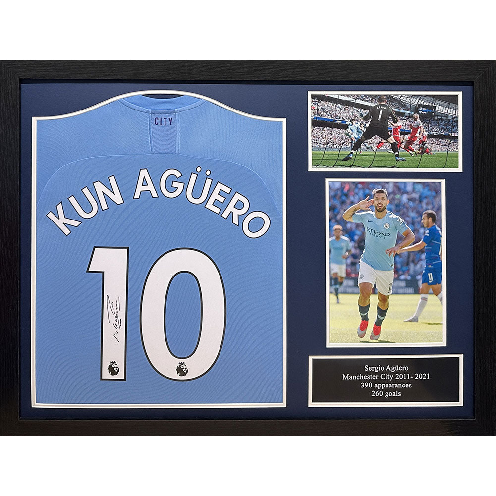 Manchester City FC Aguero Signed Shirt (Framed) - Buy Shirts at GiftMasters.co.uk
