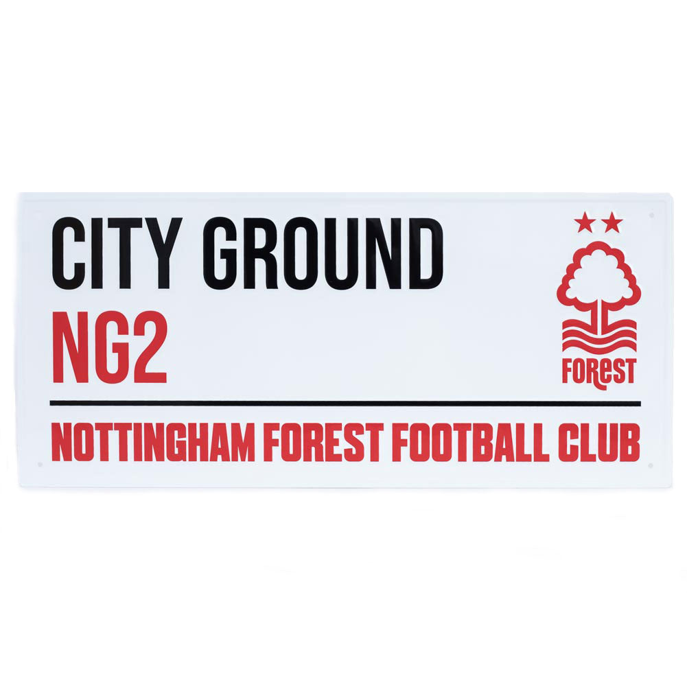 Nottingham Forest FC White Street Sign - Buy Metal Signs at GiftMasters.co.uk