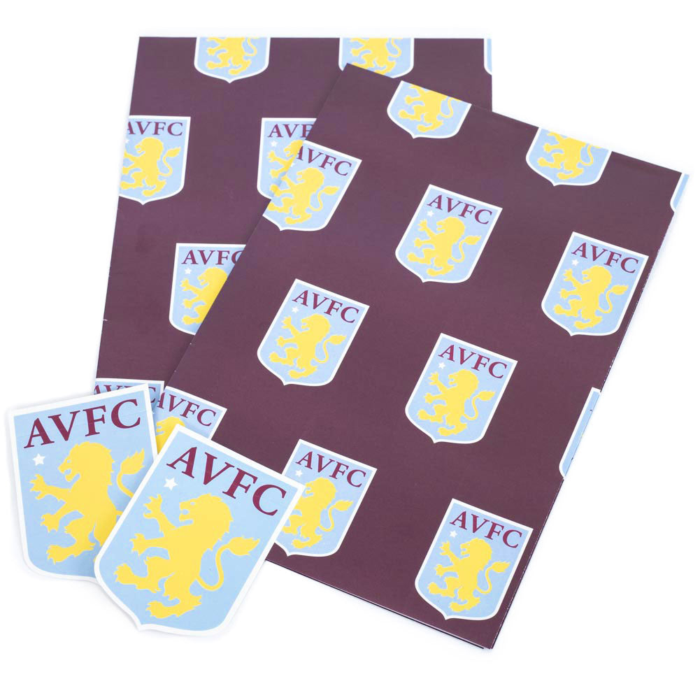 Aston Villa FC Text Gift Wrap - Buy Cards & Gift Wrap at GiftMasters.co.uk