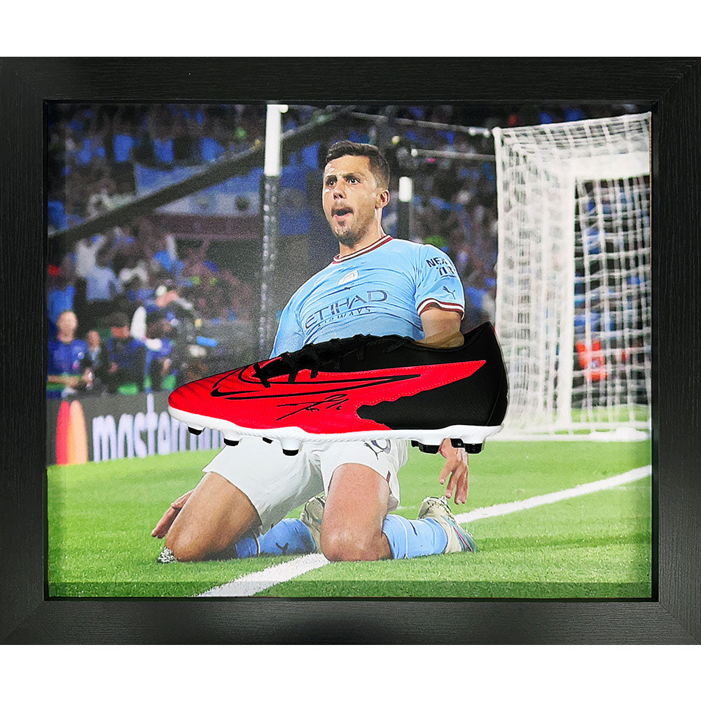 Manchester City FC Rodri Signed Boot (Framed) - Buy Gloves & Boots at GiftMasters.co.uk