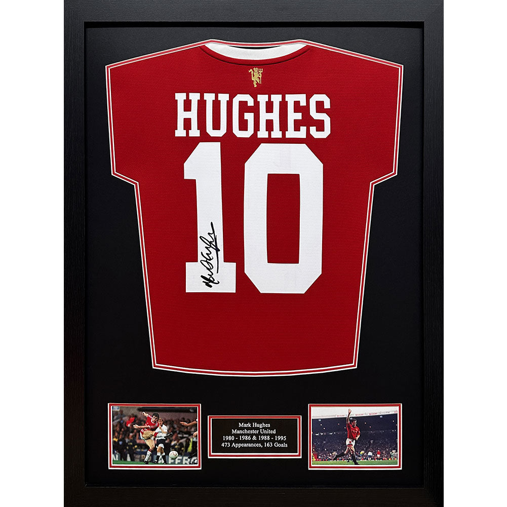 Manchester United FC 1985 Hughes Signed Shirt (Framed) - Buy Shirts at GiftMasters.co.uk