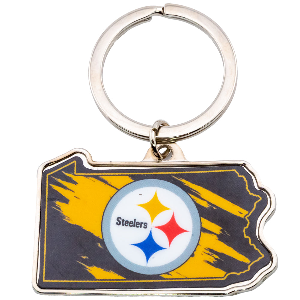 Pittsburgh Steelers State Shape Keyring - Buy Keyrings at GiftMasters.co.uk
