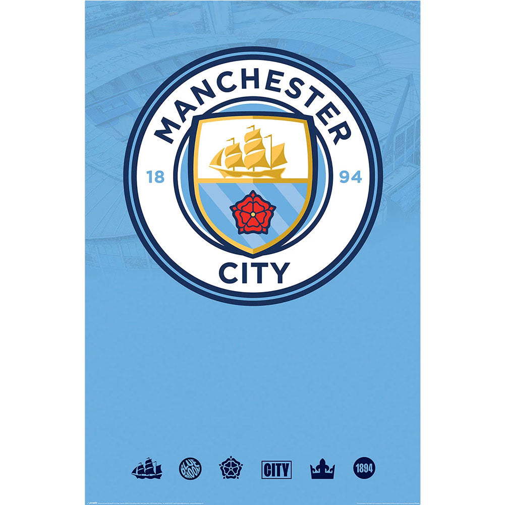 Manchester City FC Crest Poster 162 - Buy Posters at GiftMasters.co.uk