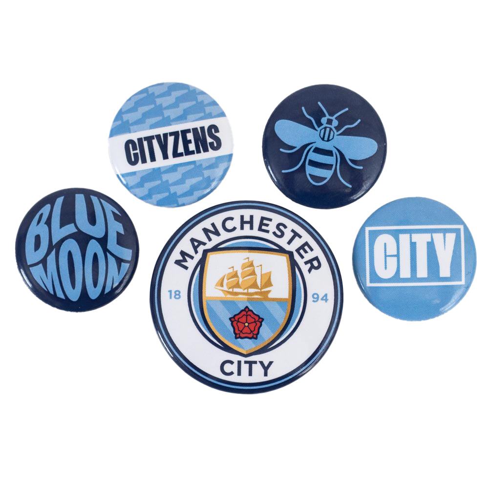 Manchester City FC Button Badge Set - Buy Badges at GiftMasters.co.uk