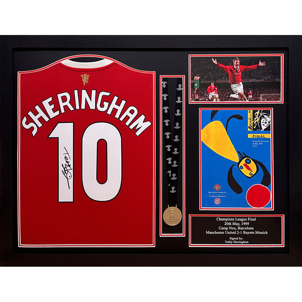 Manchester United FC Sheringham Signed Shirt & Medal (Framed) - Buy Shirts at GiftMasters.co.uk