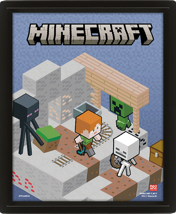 Minecraft Terrain Framed 3D Picture - Buy Pictures at GiftMasters.co.uk