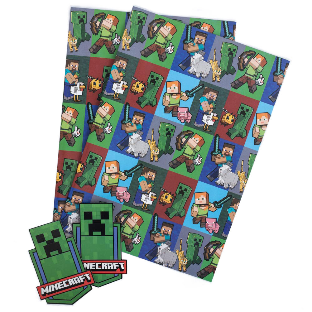 Minecraft Characters Gift Wrap - Buy Cards & Gift Wrap at GiftMasters.co.uk