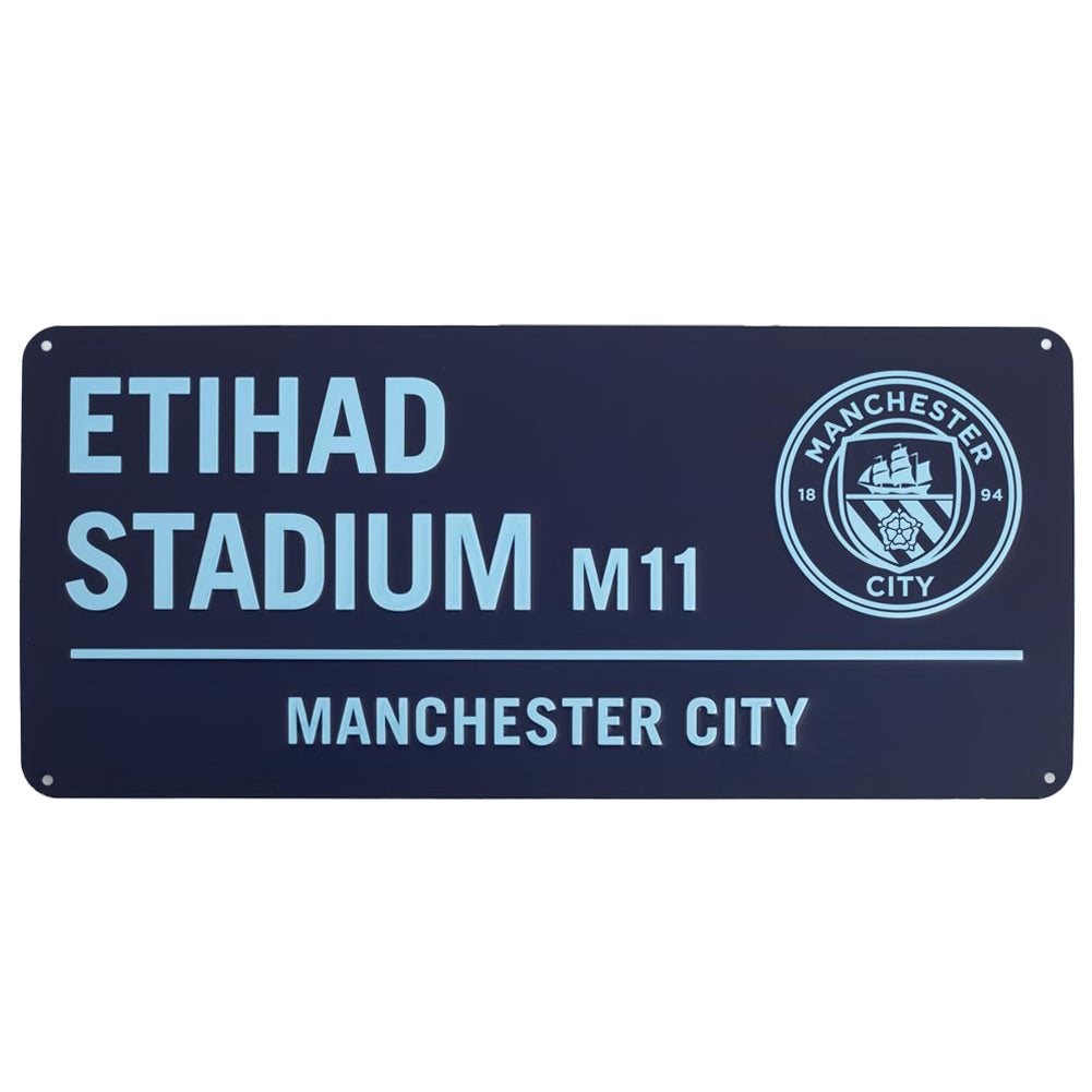 Manchester City FC Two Tone Street Sign - Buy Metal Signs at GiftMasters.co.uk
