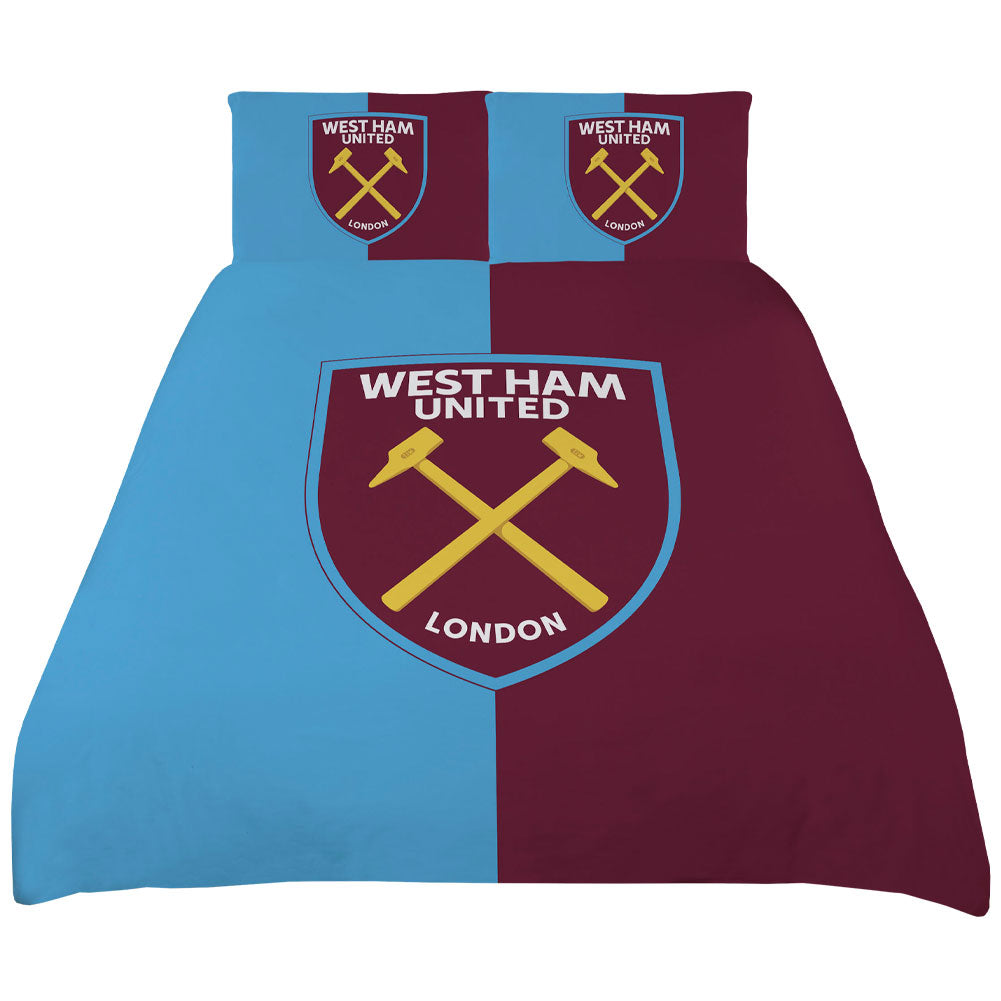 West Ham United FC Colour Split King Duvet Set - Buy Bed Linen at GiftMasters.co.uk