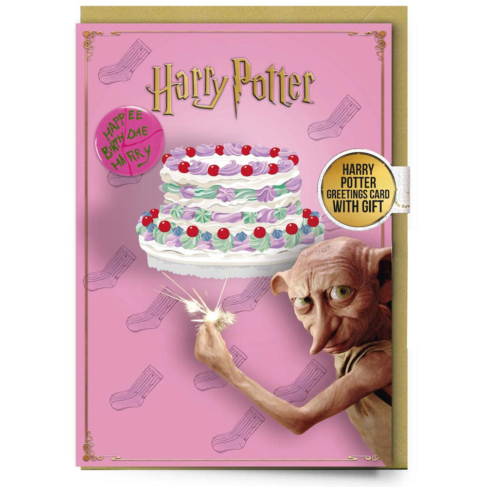 Harry Potter Dobby Greetings Card with Badge - Buy Cards & Gift Wrap at GiftMasters.co.uk