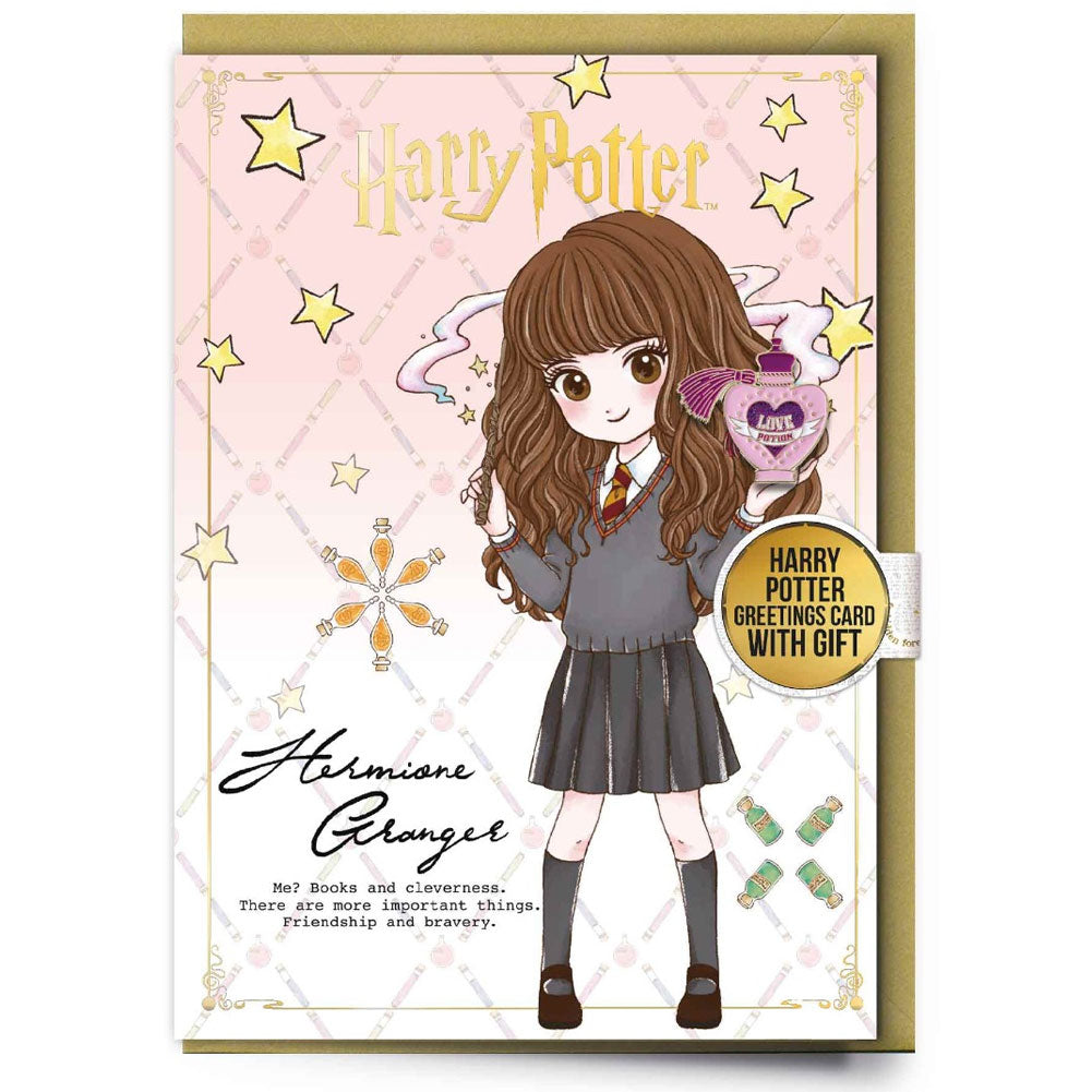 Harry Potter Hemione Greetings Card with Badge - Buy Cards & Gift Wrap at GiftMasters.co.uk