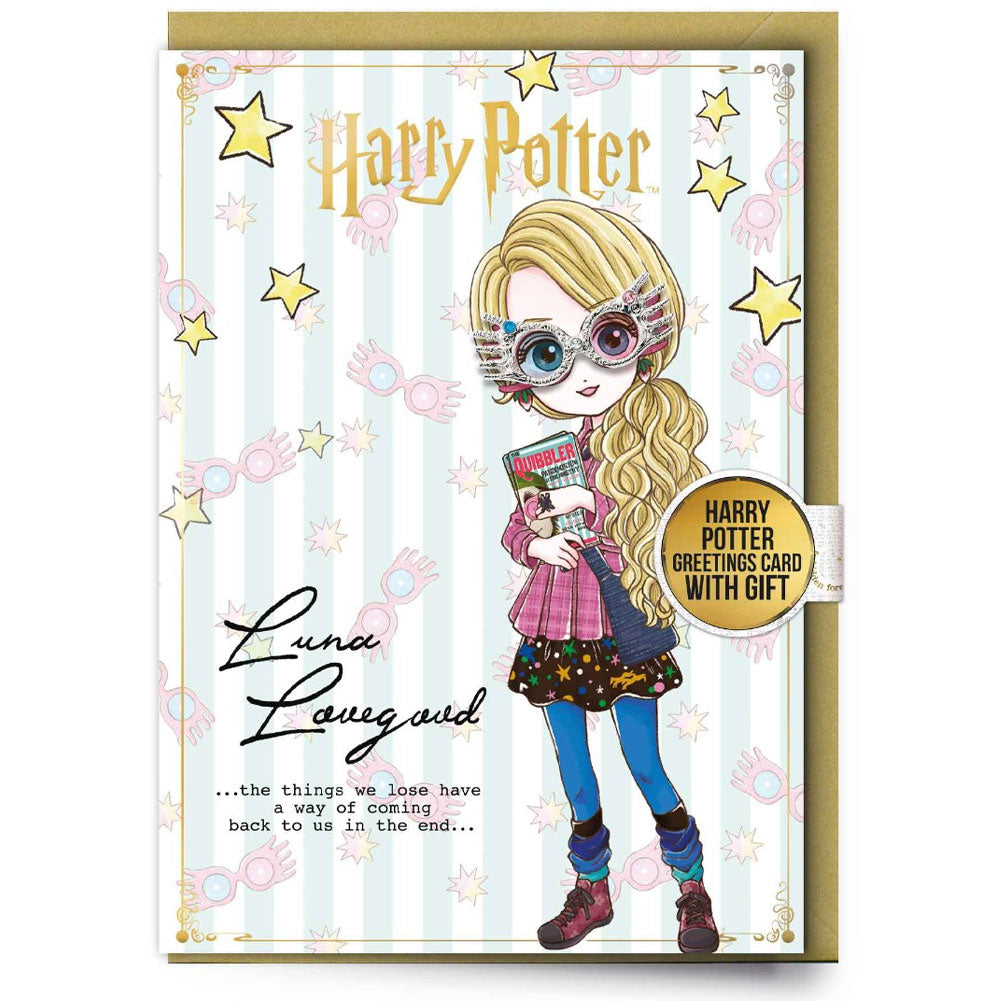 Harry Potter Luna Lovegood Greetings Card with Badge - Buy Cards & Gift Wrap at GiftMasters.co.uk