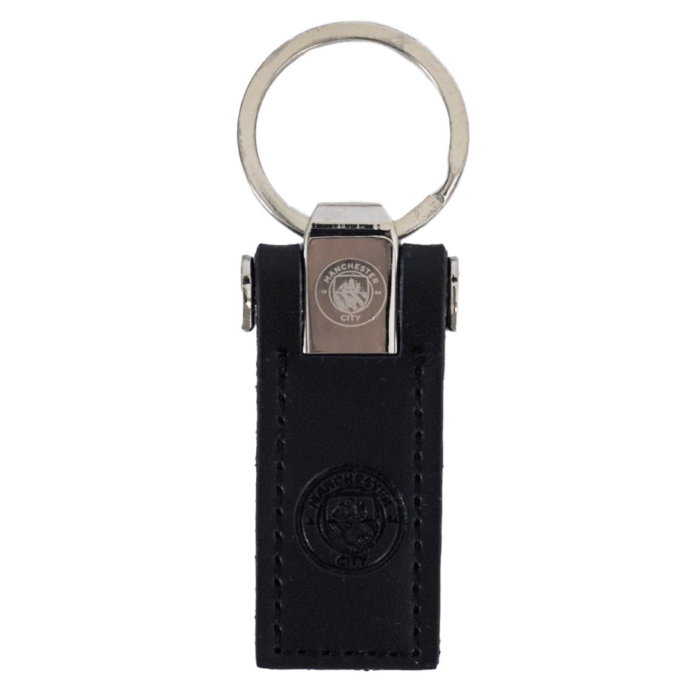 Manchester City FC Leather key Fob - Buy Keyrings & Pens at GiftMasters.co.uk