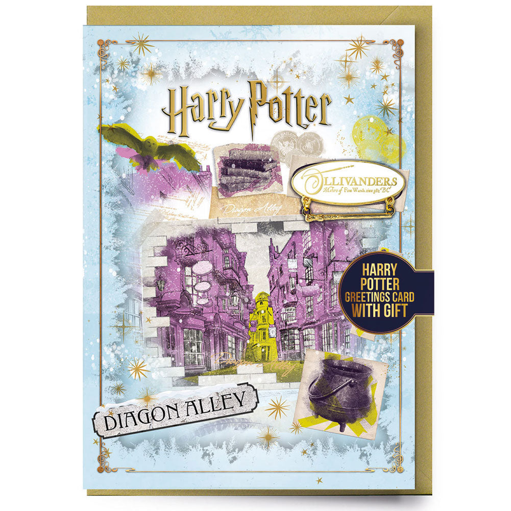Harry Potter Diagon Alley Greetings Card with Badge - Buy Cards & Gift Wrap at GiftMasters.co.uk