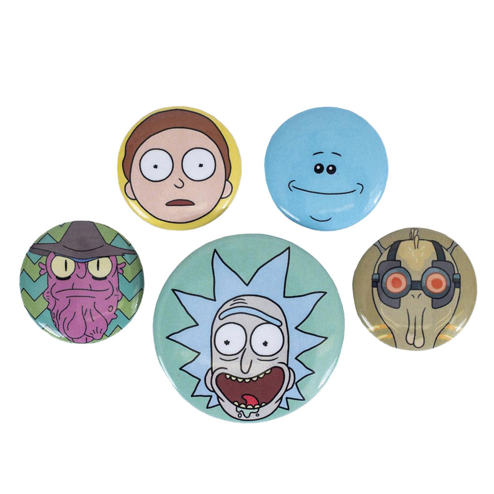 Rick And Morty Heads Button Badge Set - Buy Badges at GiftMasters.co.uk