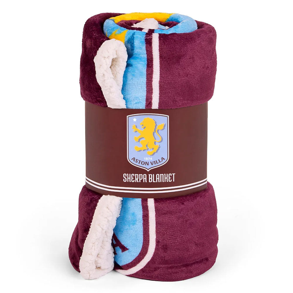 Aston Villa FC Sherpa Fleece Blanket - Buy Blankets at GiftMasters.co.uk