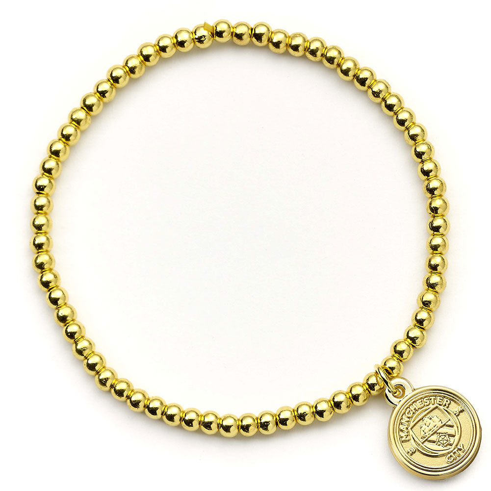 Manchester City FC Gold Finish Bead Bracelet - Buy Bracelets & Charms at GiftMasters.co.uk