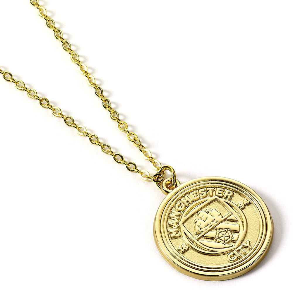 Manchester City FC Gold Finish Crest Necklace - Buy Neckwear at GiftMasters.co.uk