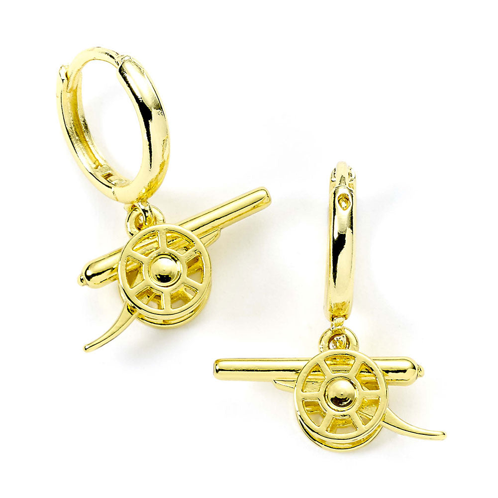 Arsenal FC Gold Finish Cannon Hoop Earrings - Buy Earrings at GiftMasters.co.uk