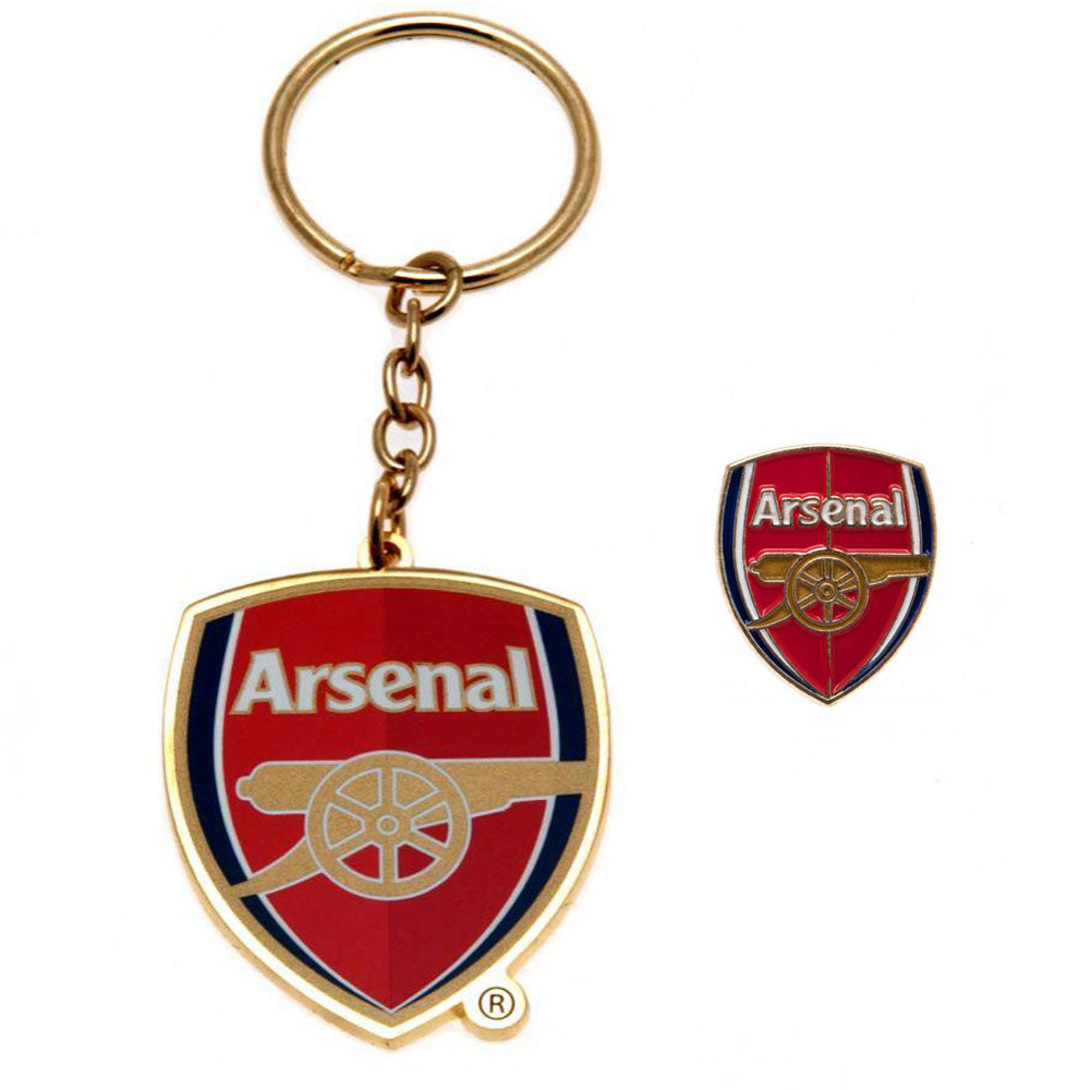 Arsenal FC Keyring & Badge Set - Buy Keyrings at GiftMasters.co.uk