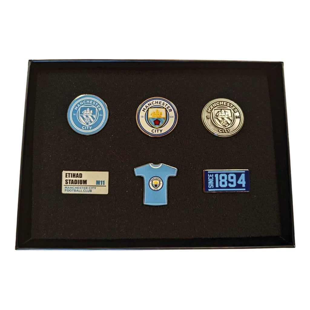 Manchester City FC 6pc Badge Set - Buy Badges at GiftMasters.co.uk