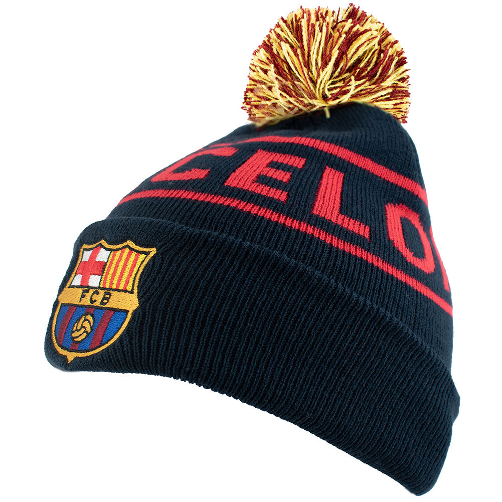 FC Barcelona Text Ski Hat - Buy Knitted Hats at GiftMasters.co.uk