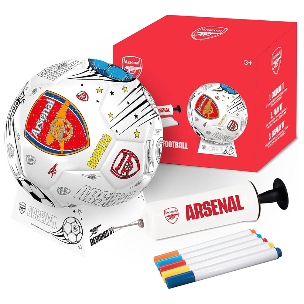 Arsenal FC 'Colour In' Mini Football Set - Buy Pumps & Sets at GiftMasters.co.uk