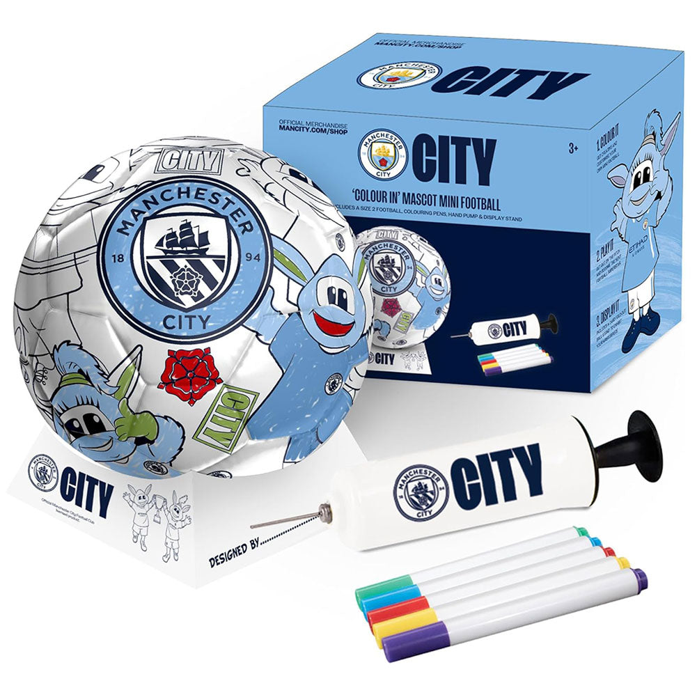 Manchester City FC 'Colour In' Mini Football Set - Buy Pumps & Sets at GiftMasters.co.uk