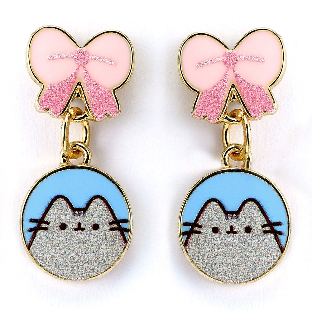 Pusheen Gold Plated Bow Drop Earrings - Buy  at GiftMasters.co.uk