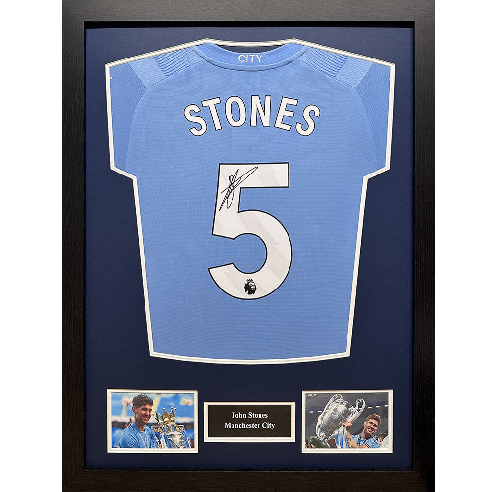 Manchester City FC Stone Signed Shirt (Framed) - Buy Shirts at GiftMasters.co.uk