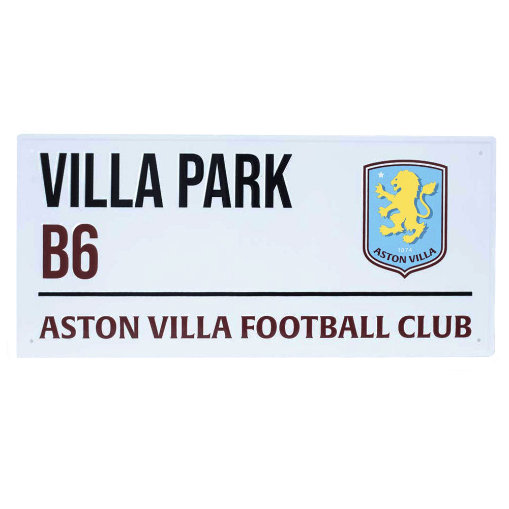 Aston Villa FC White Street Sign - Buy Metal Signs at GiftMasters.co.uk