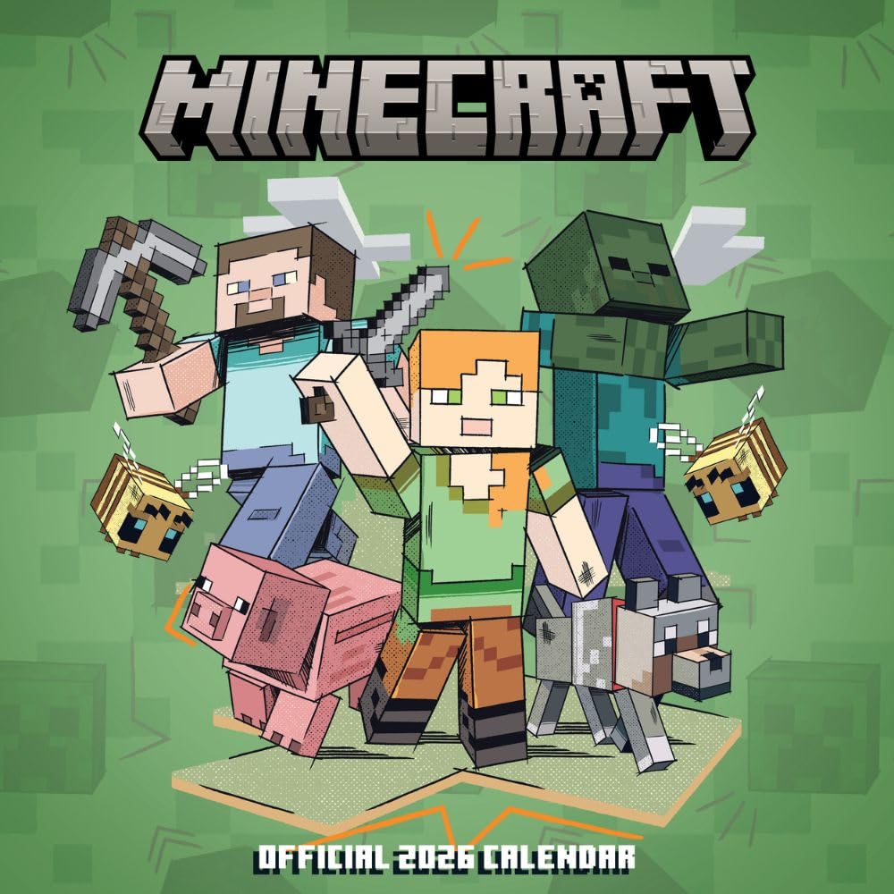 Minecraft Square Calendar 2026 - Buy Calendars & Diaries at GiftMasters.co.uk