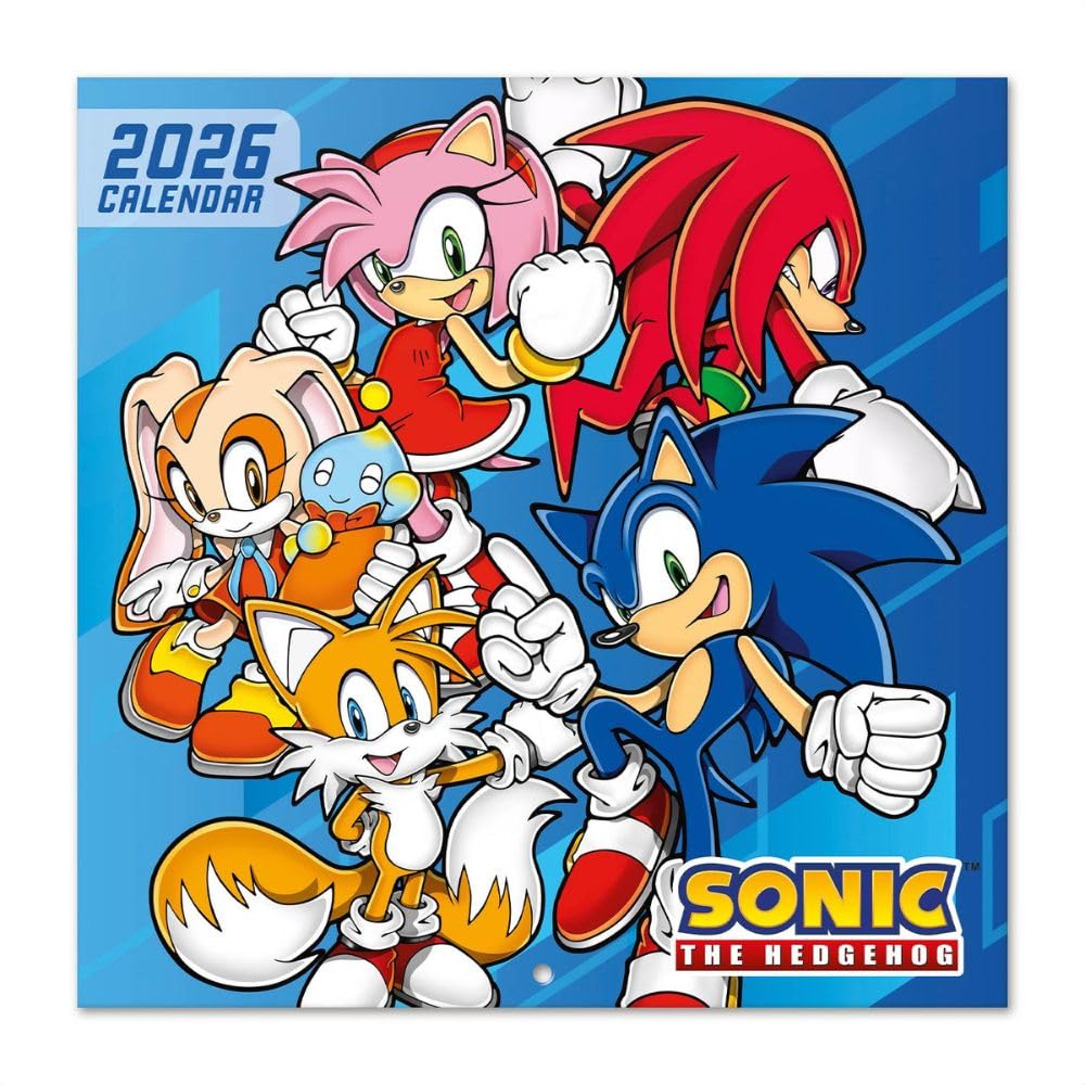Sonic The Hedgehog Square Calendar 2026 - Buy Calendars & Diaries at GiftMasters.co.uk