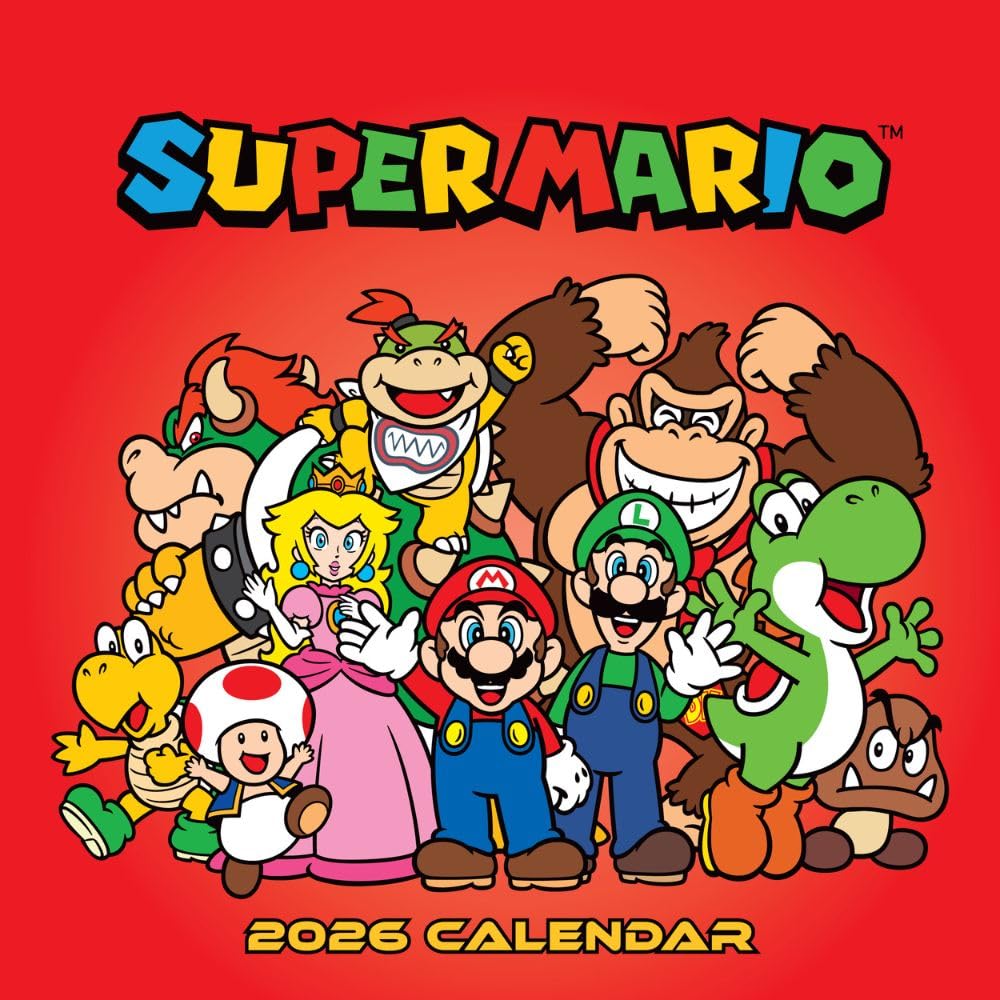Super Mario Square Calendar 2026 - Buy Calendars & Diaries at GiftMasters.co.uk