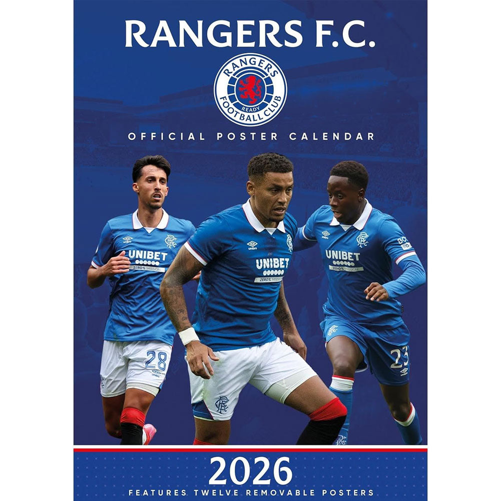 Rangers FC A3 Calendar 2026 - Buy Calendars & Diaries at GiftMasters.co.uk