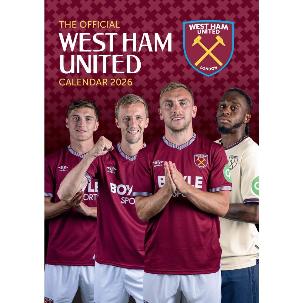 West Ham United FC A3 Calendar 2026 - Buy Calendars & Diaries at GiftMasters.co.uk