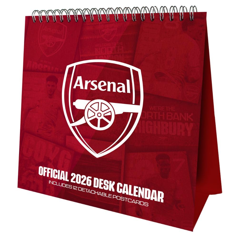 Arsenal FC Desktop Calendar 2026 - Buy Calendars & Diaries at GiftMasters.co.uk