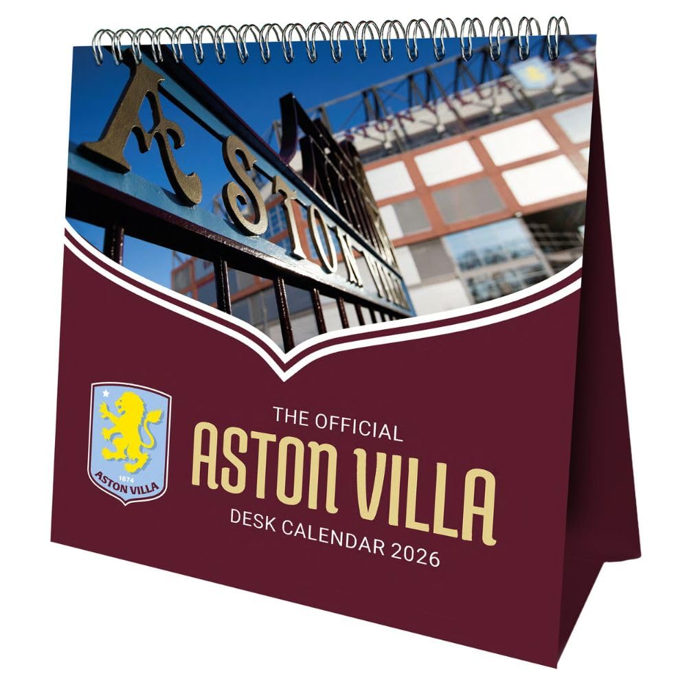 Aston Villa FC Desktop Calendar 2026 - Buy Calendars & Diaries at GiftMasters.co.uk