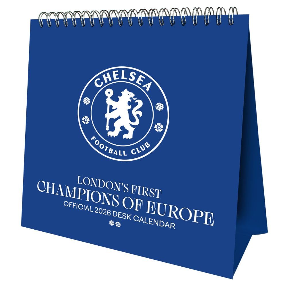Chelsea FC Desktop Calendar 2026 - Buy Calendars & Diaries at GiftMasters.co.uk