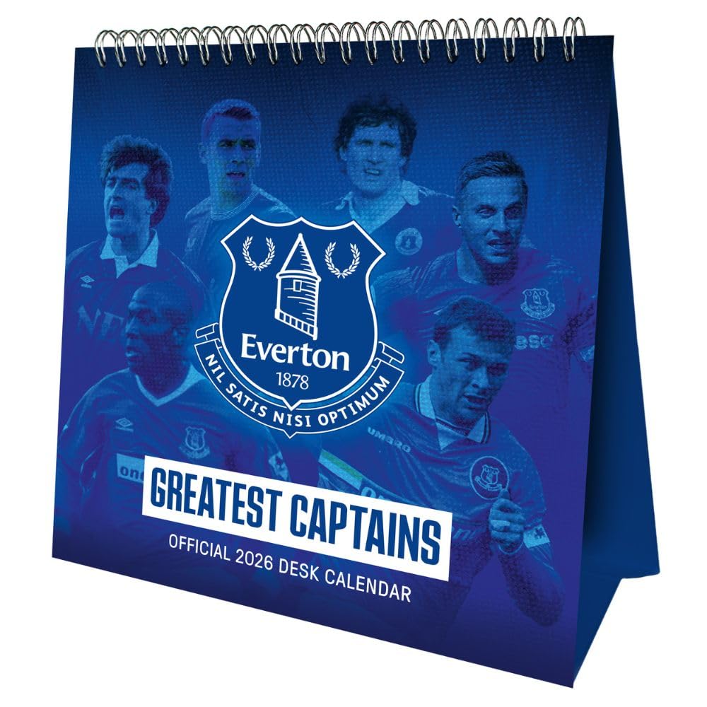 Everton FC Desktop Calendar 2026 - Buy Calendars & Diaries at GiftMasters.co.uk