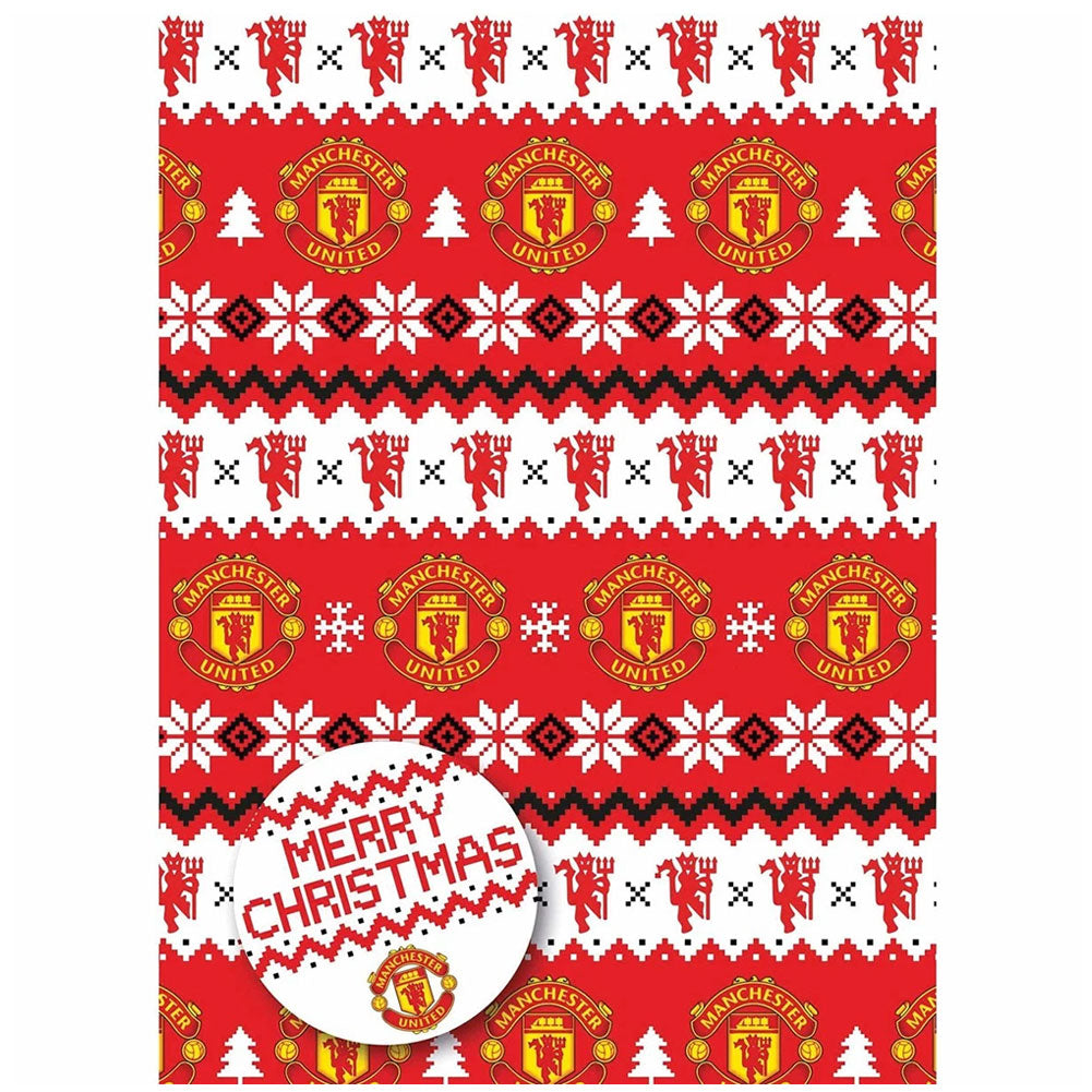 Manchester United FC Christmas Gift Wrap - Buy Gift Bags & Wrap at GiftMasters.co.uk