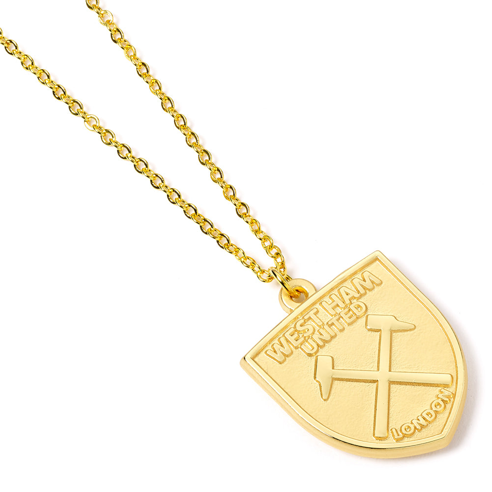 West Ham United FC Gold Finish Crest Necklace - Buy Neckwear at GiftMasters.co.uk