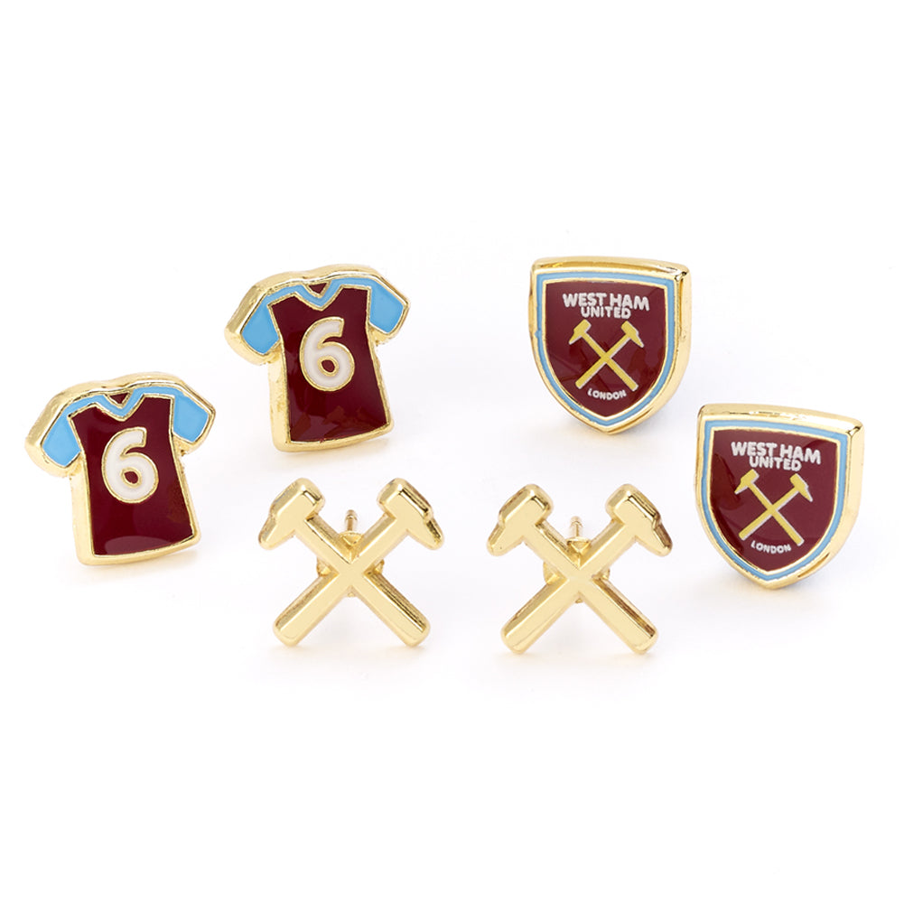 West Ham United FC Stud Earring Set - Buy Earrings at GiftMasters.co.uk