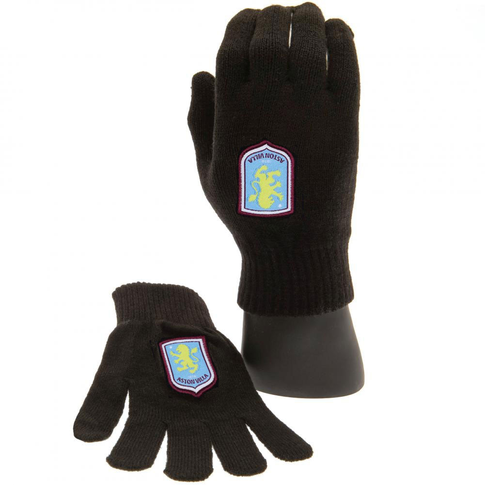 Aston Villa FC Knitted Gloves Junior - Buy Gloves & Scarves at GiftMasters.co.uk